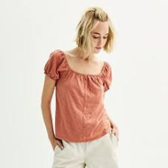 SO Tops - SO Mauve Puff Sleeve Button-Up Top/NWT/Medium